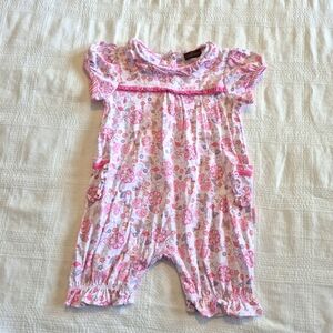 Rabbit Moon 6-9 months butterfly & flower shorts romper EUC
